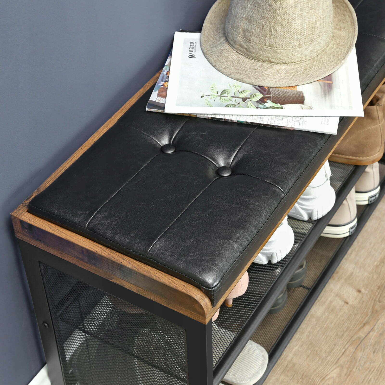 Stojak na buty, stolik z siedziskiem 80x30x48 VL3 - podgląd siedziska