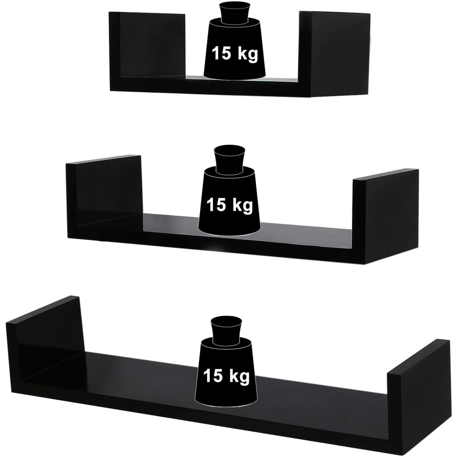 zestaw trzech czarnych półek w stylu loftowym