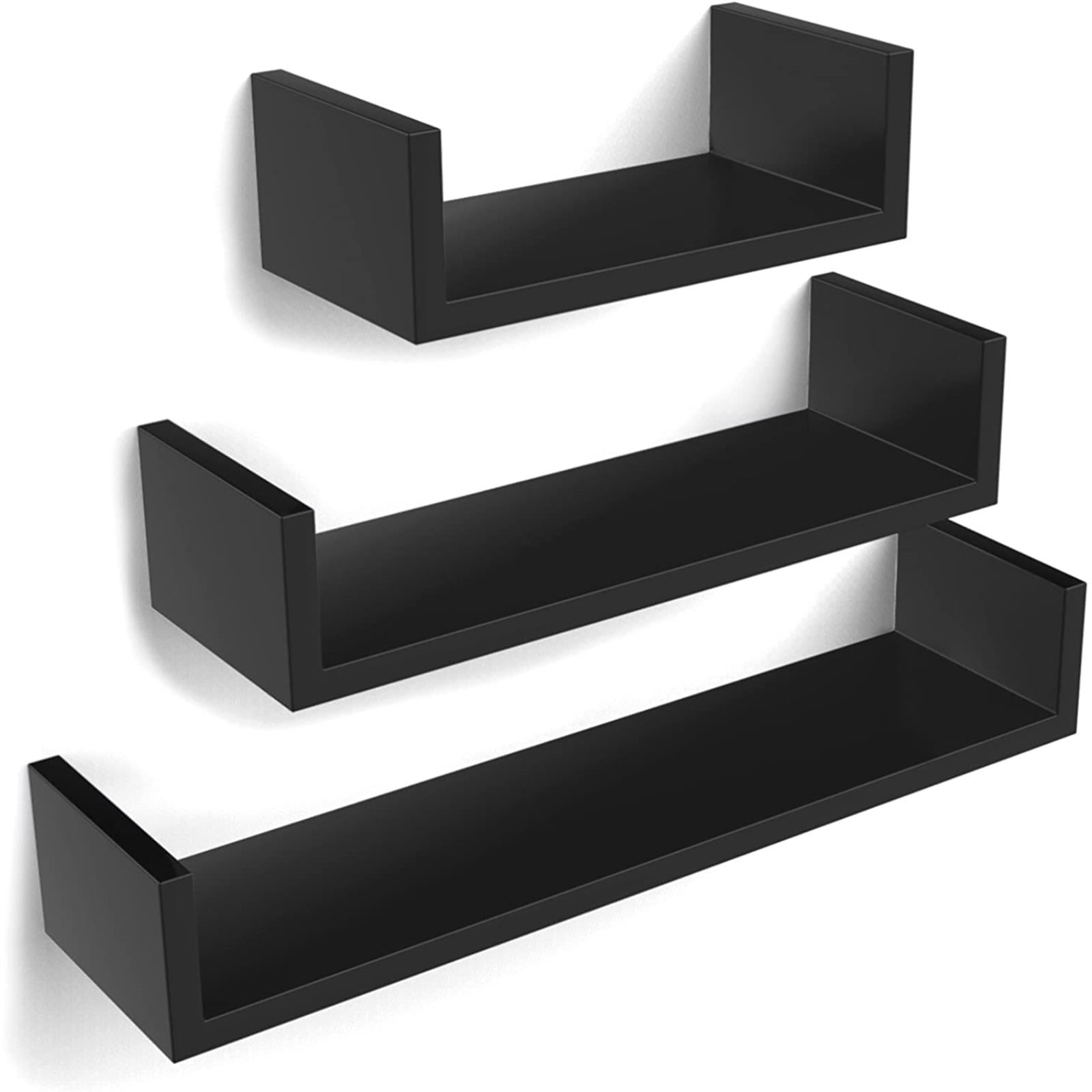 zestaw trzech minimalistycznych czarnych półek