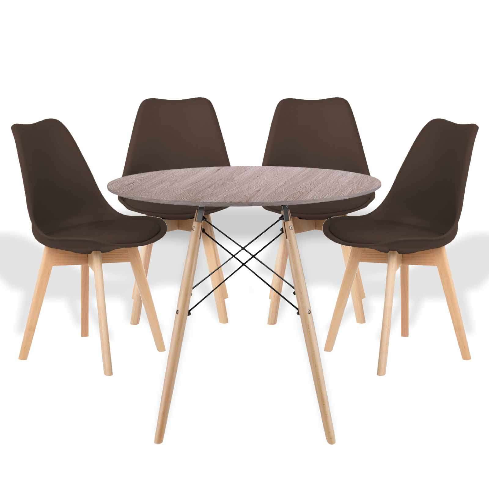Zestaw stolik okrągły loftowy + krzesła do jadalni czarne