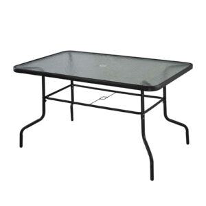 Metalowy stół ogrodowy czarny ze szklanym blatem
